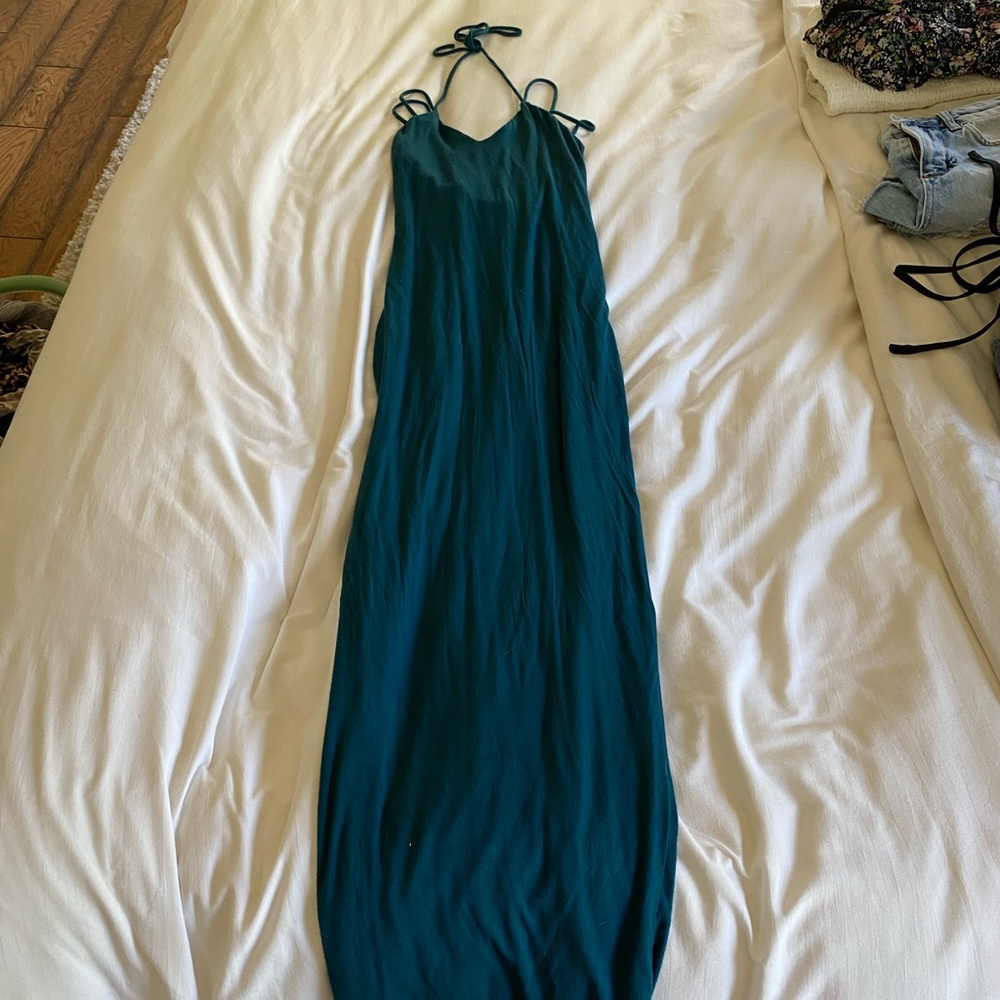 Emerald tight body con midi dress with back detail
